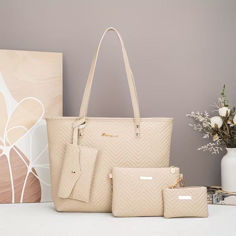 Women’s 4PCS Handbag Set – Casual Handbag, 2PCS Crossbody & Small Bag