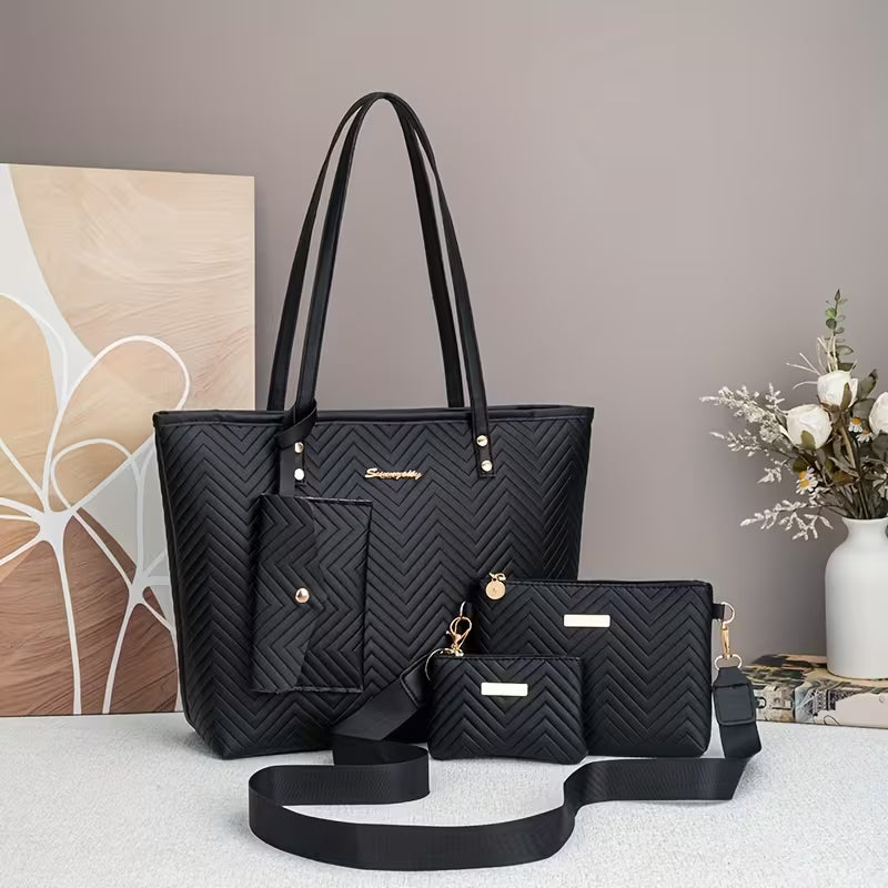 Women’s 4PCS Handbag Set – Casual Handbag, 2PCS Crossbody & Small Bag