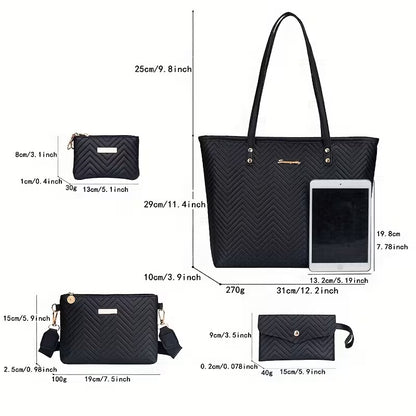 Women’s 4PCS Handbag Set – Casual Handbag, 2PCS Crossbody & Small Bag