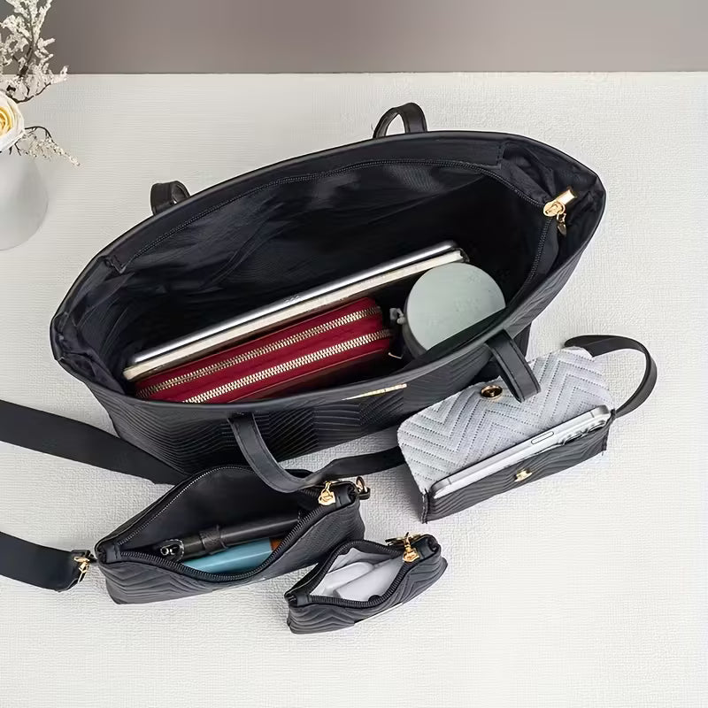 Women’s 4PCS Handbag Set – Casual Handbag, 2PCS Crossbody & Small Bag